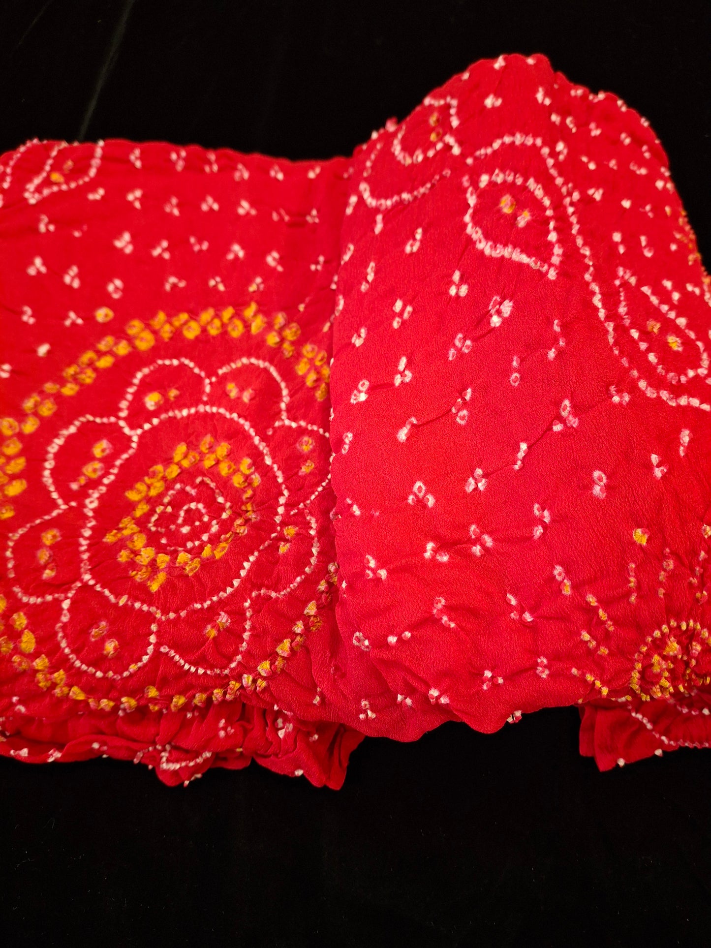 Pure crepe silk Rai Bandhej saree