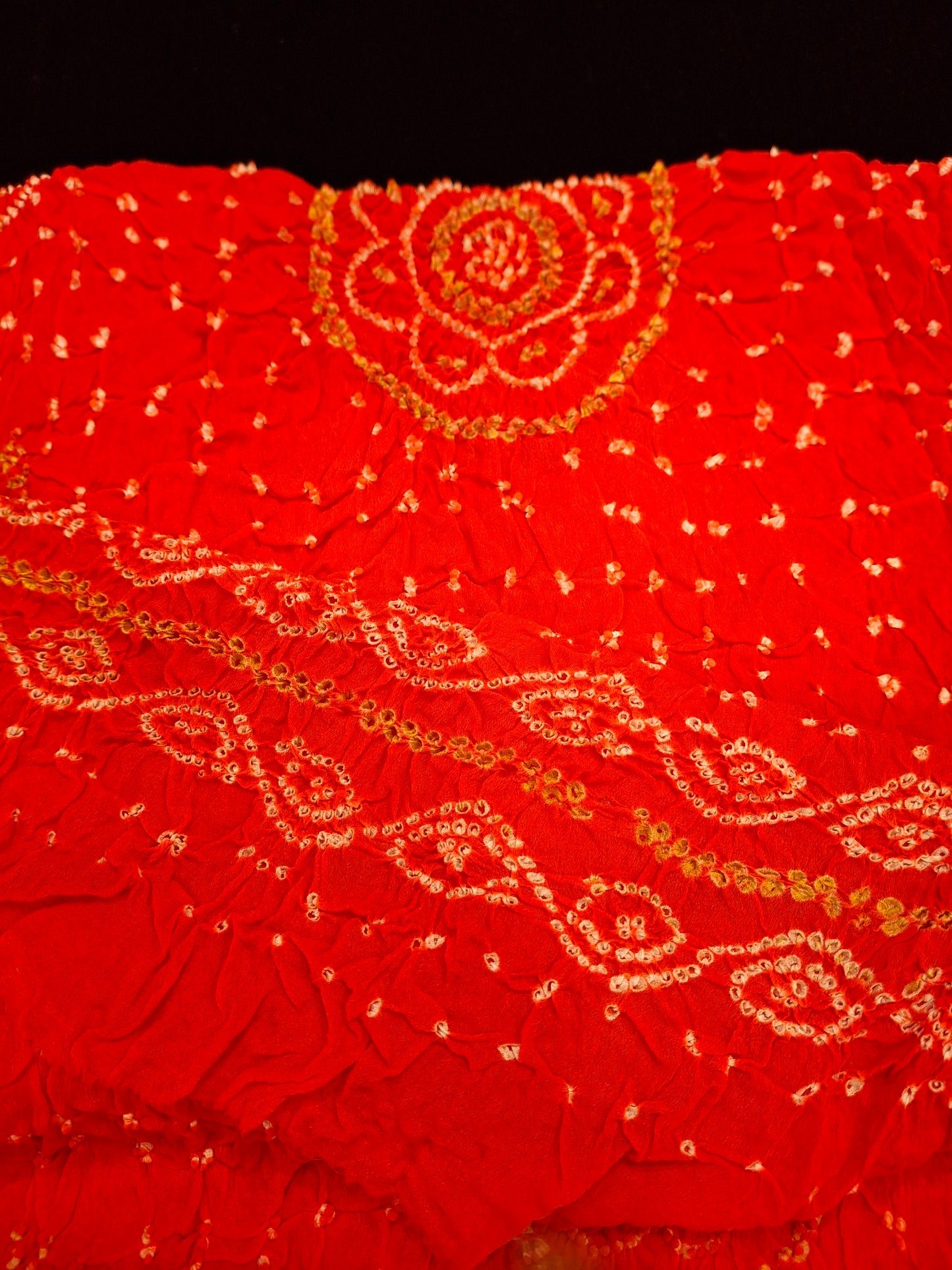 Pure crepe silk Rai Bandhej saree