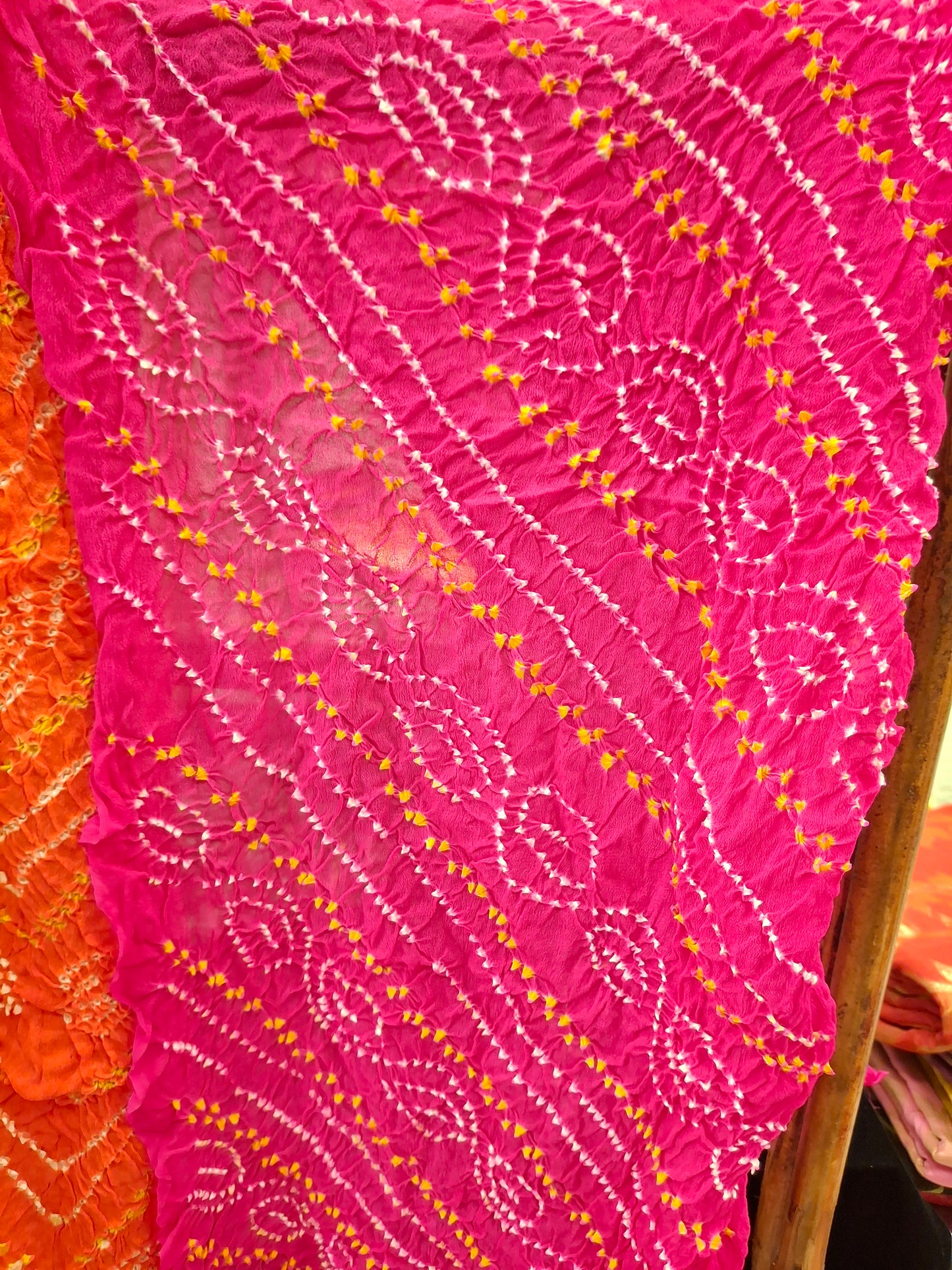 Pure crepe silk Rai Bandhej Dupatta