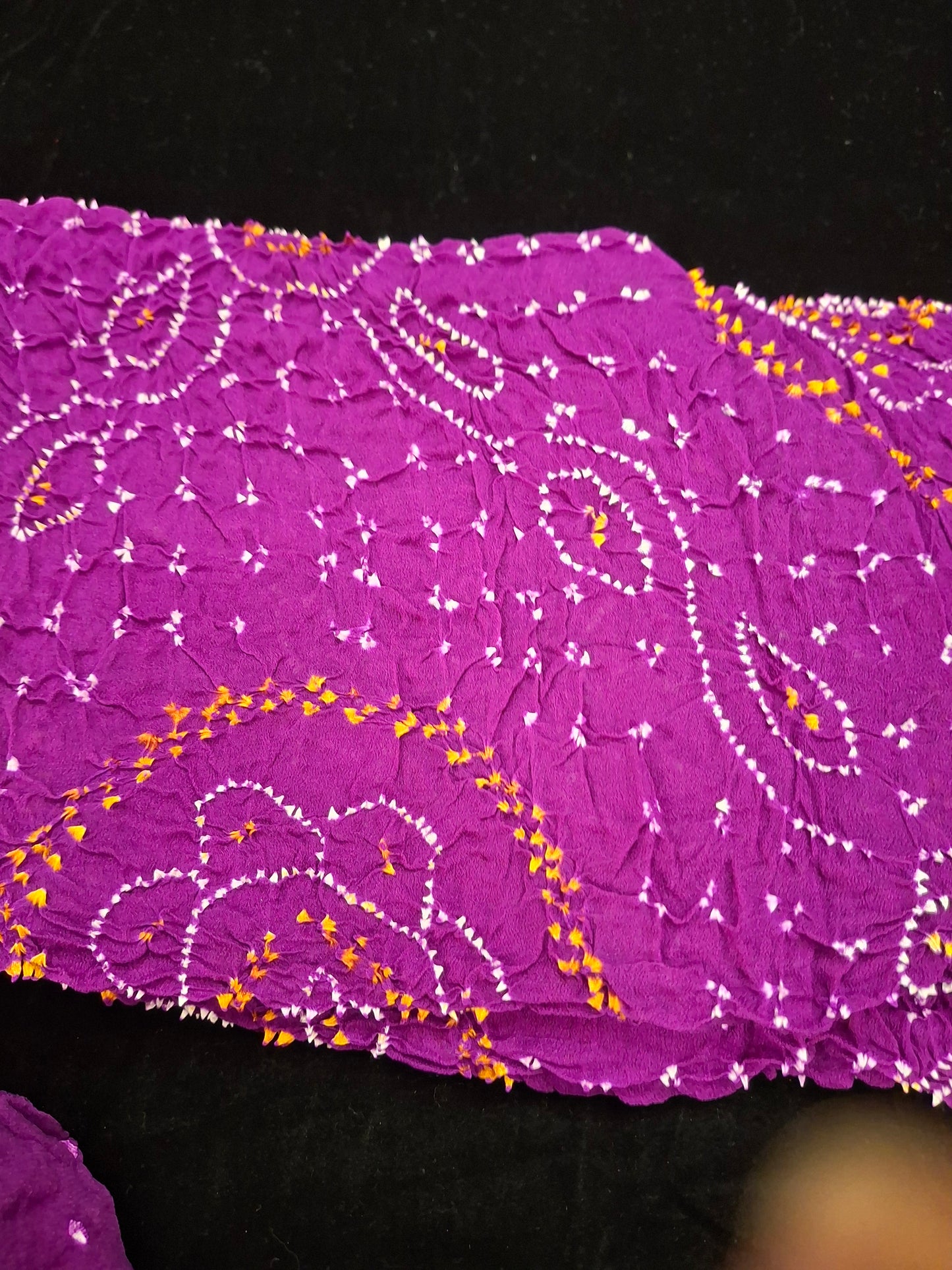 Pure crepe silk Rai Bandhej saree