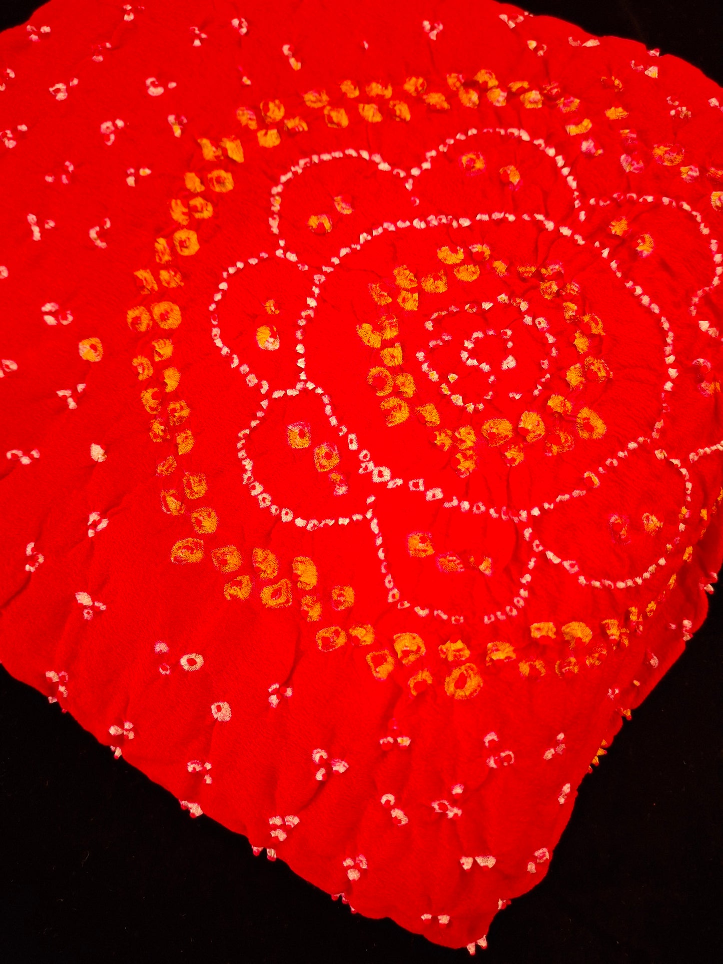 Pure crepe silk Rai Bandhej saree