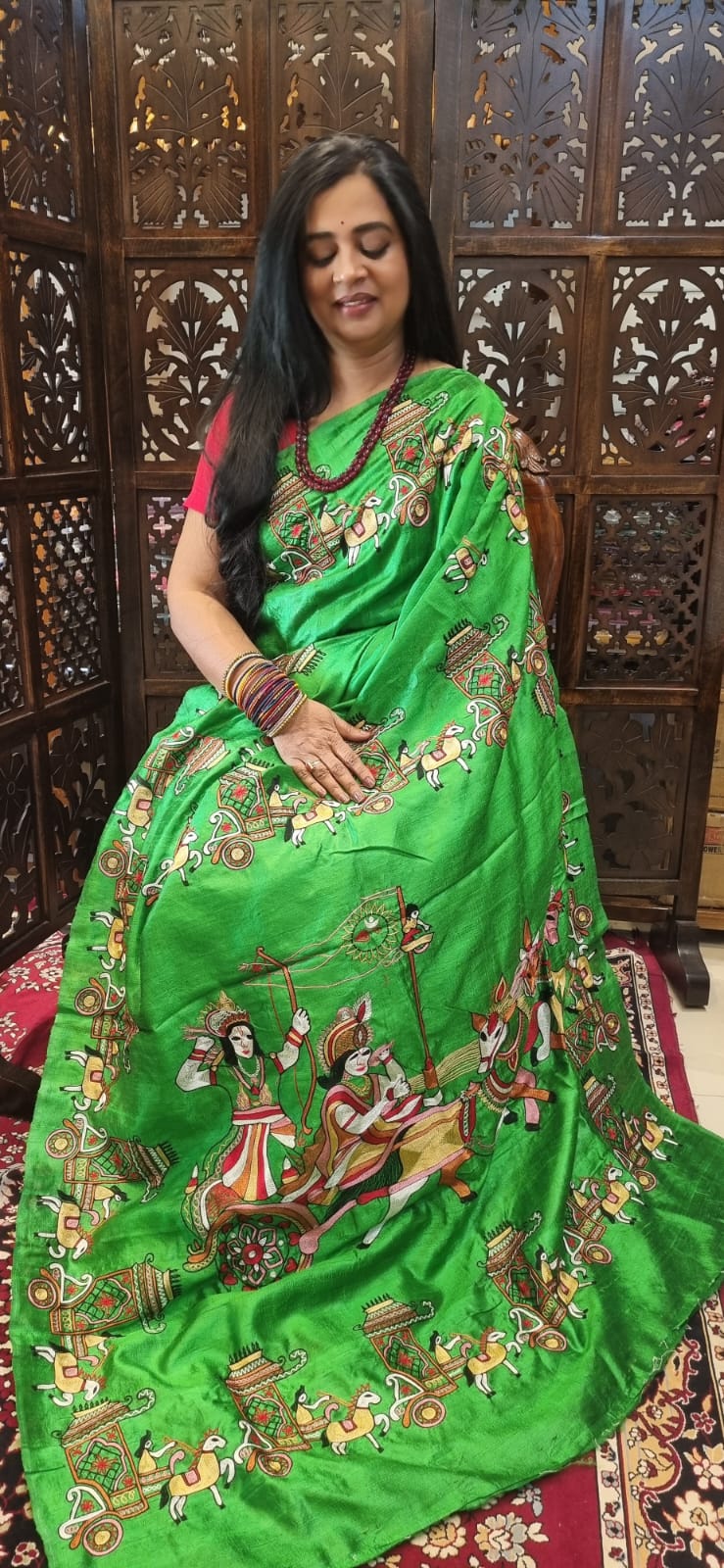 Pure Raw silk Ari hand Embroidery Sareee