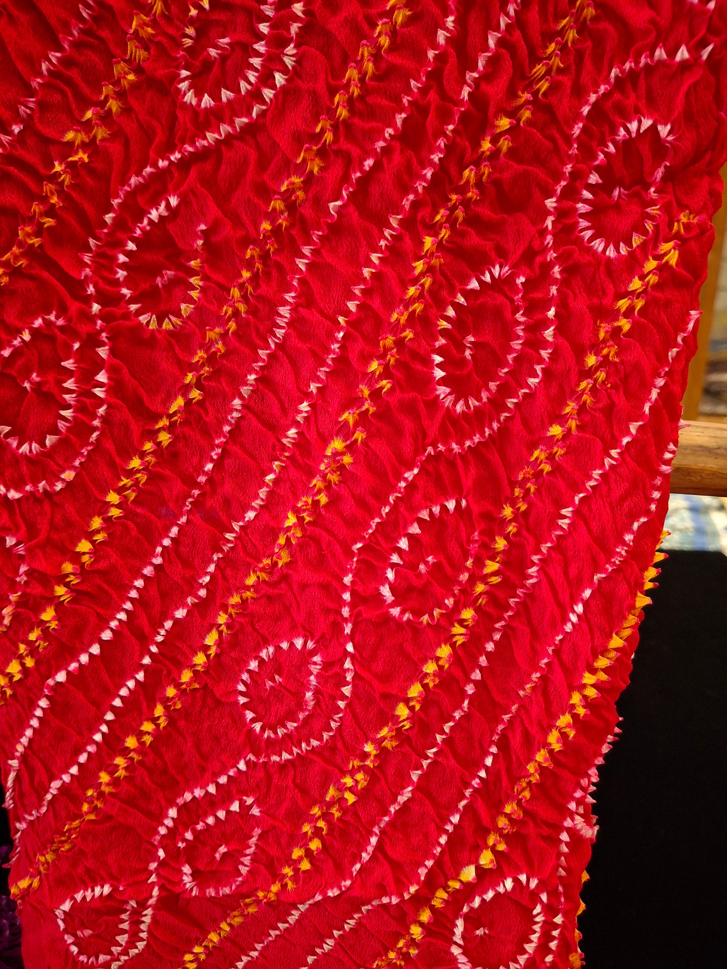Pure crepe silk Rai Bandhej Dupatta