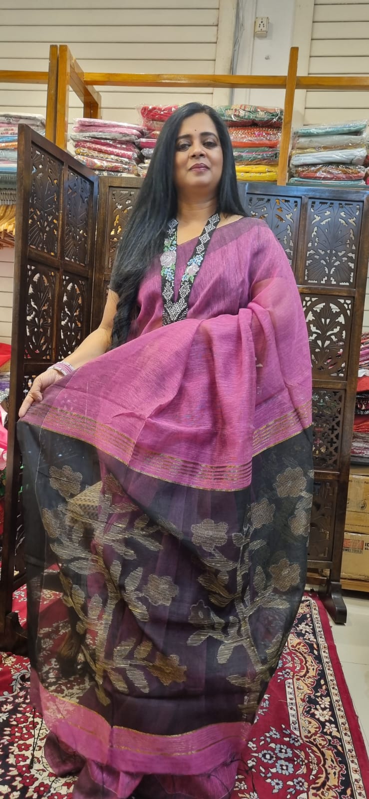 Linen Jamdani saree