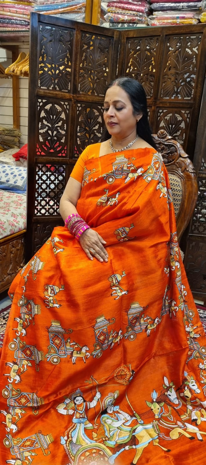 Pure Raw silk Ari  hand Embroidery saree