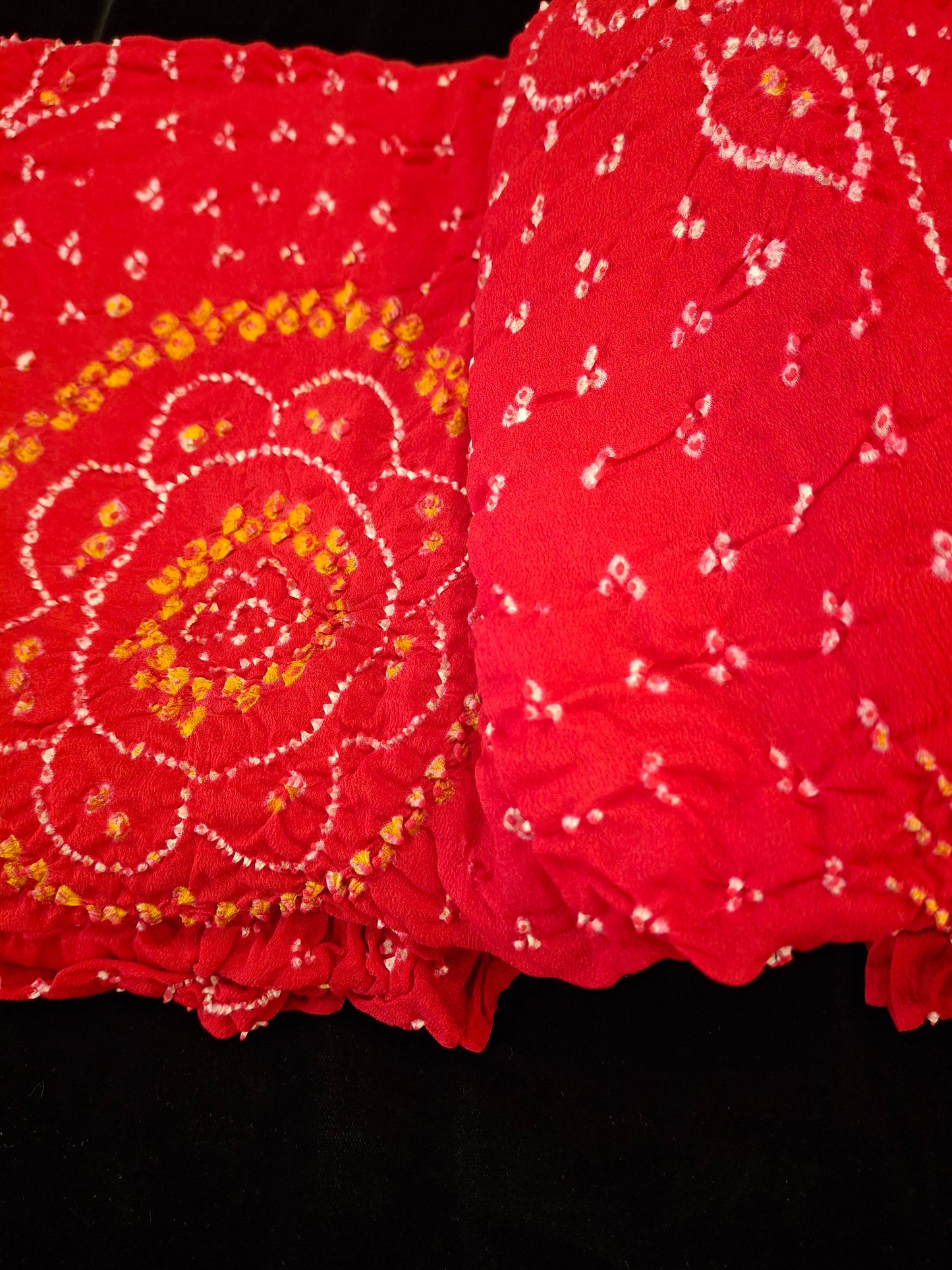 Pure crepe silk Rai Bandhej saree