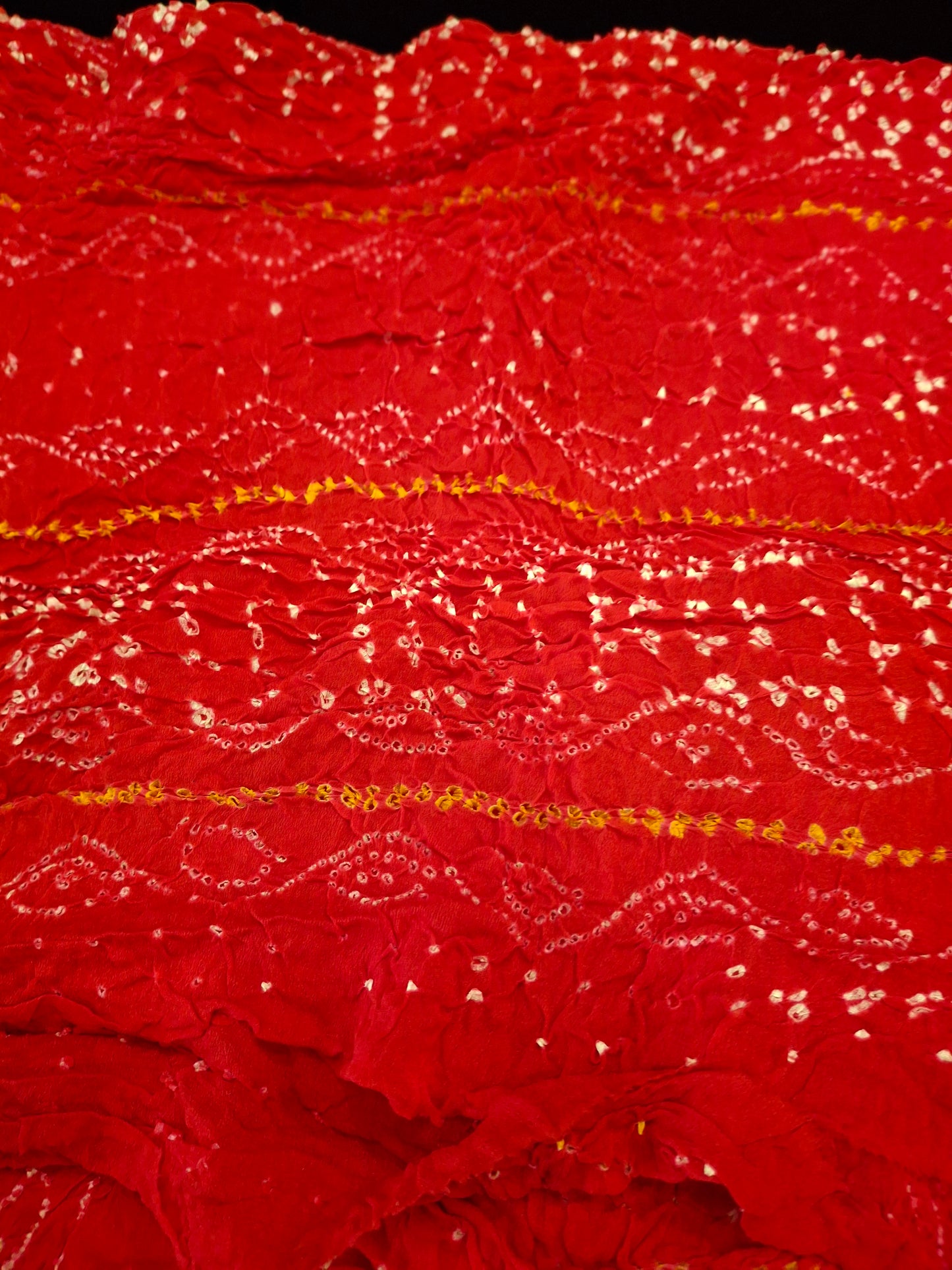 Pure crepe silk Rai Bandhej saree