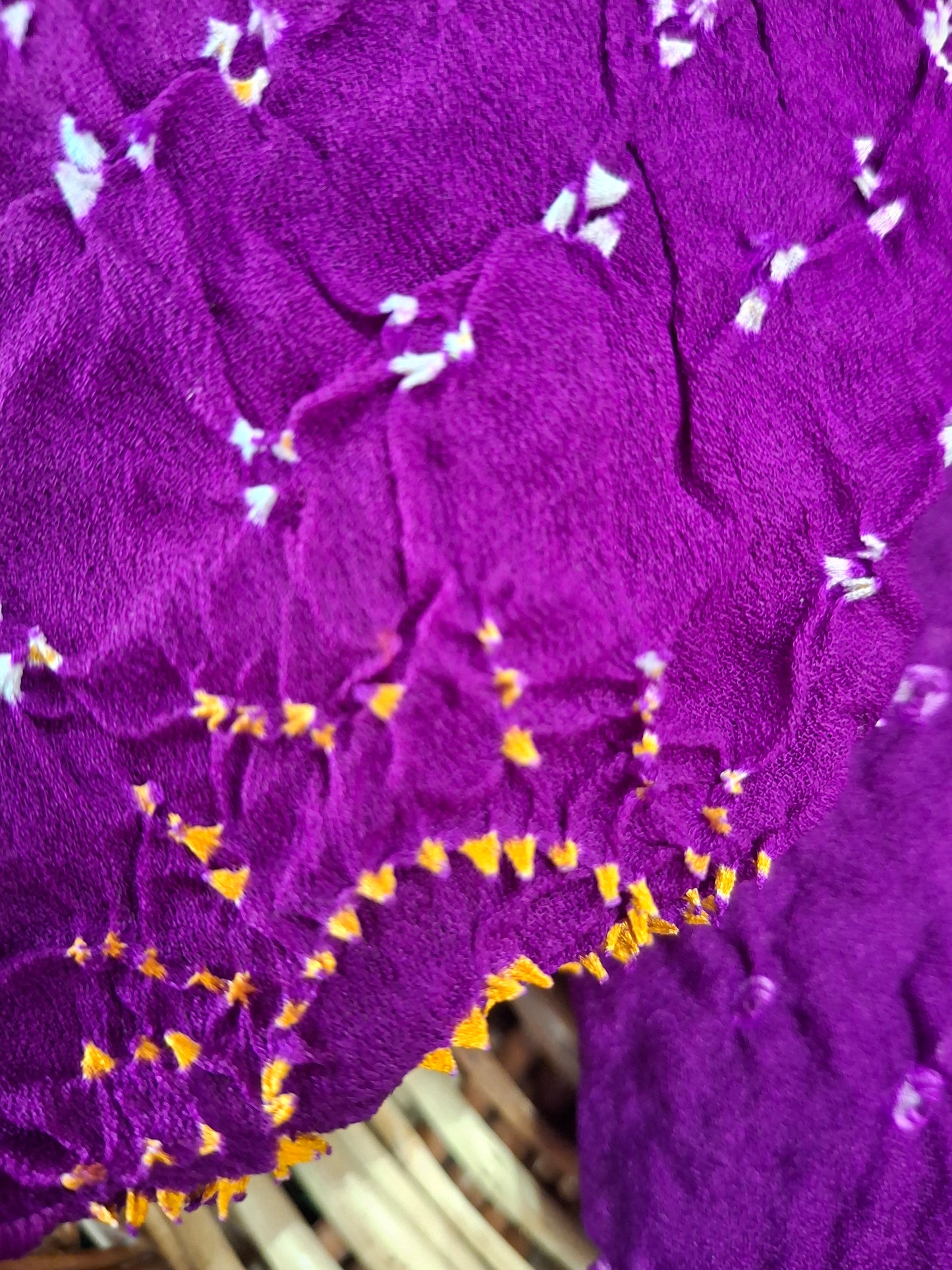 Pure crepe silk Rai Bandhej saree