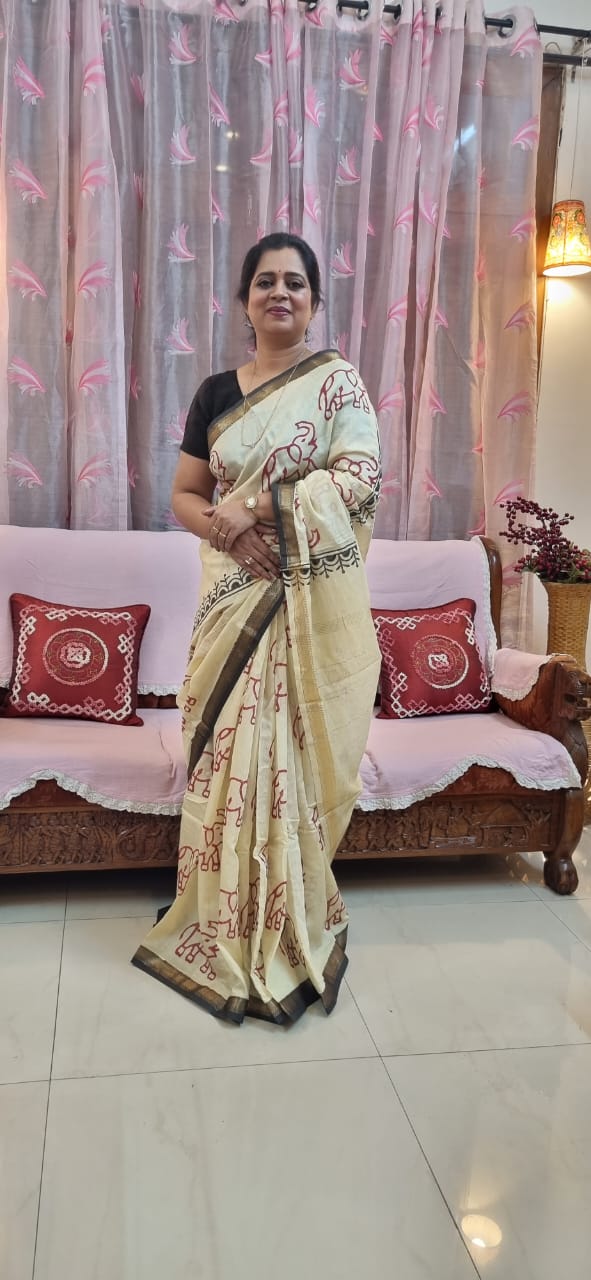 Pure Maheshwari silk saree