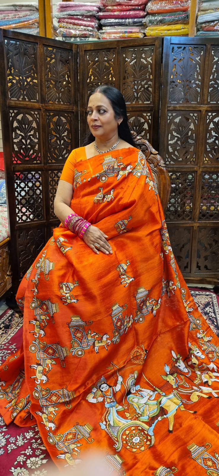 Pure Raw silk Ari  hand Embroidery saree