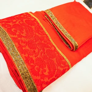 Pure chiffon saree with child moti Border