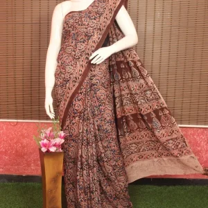 Pure Cotton Kalamkari Hand Blcok Print Saree