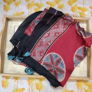 Modal silk Ajarak hand block print Stole Type 1
