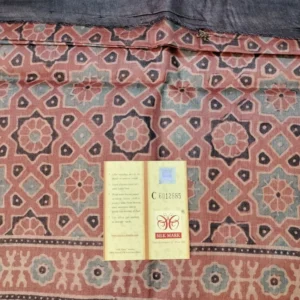 Pure tussar ajarak hand block print saree with silk mark type 7
