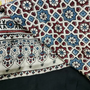 Pure Dola Silk ajarak hand block print type 2