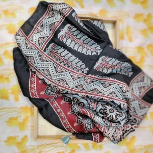Modal silk Ajarak hand block print Stole Type 12