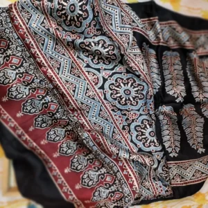 Modal silk Ajarak hand block print Stole Type 13