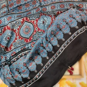 Modal silk Ajarak hand block print Stole Type 14