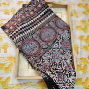 Modal silk Ajarak hand block print Stole Type 18