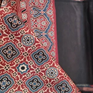 Pure Gajji silk ajarak hand block print stole type 3
