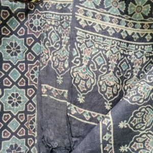 Pure tussar Ajarak hand block print Kurta and Dupatta 2.5 mt each) type 4