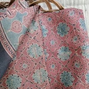 Pure tussar Ajarak hand block print Kurta and Dupatta 2.5 mt each) type 11