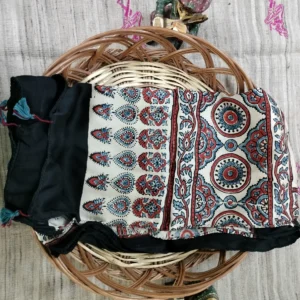Modal silk Ajarak hand block print Stole Type 24