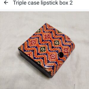 Stylish shantiniketan Genuine leather Triple Case lipstick Bax