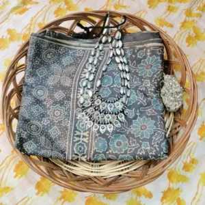 Pure tussar ajarak hand block print saree with silk mark type 1